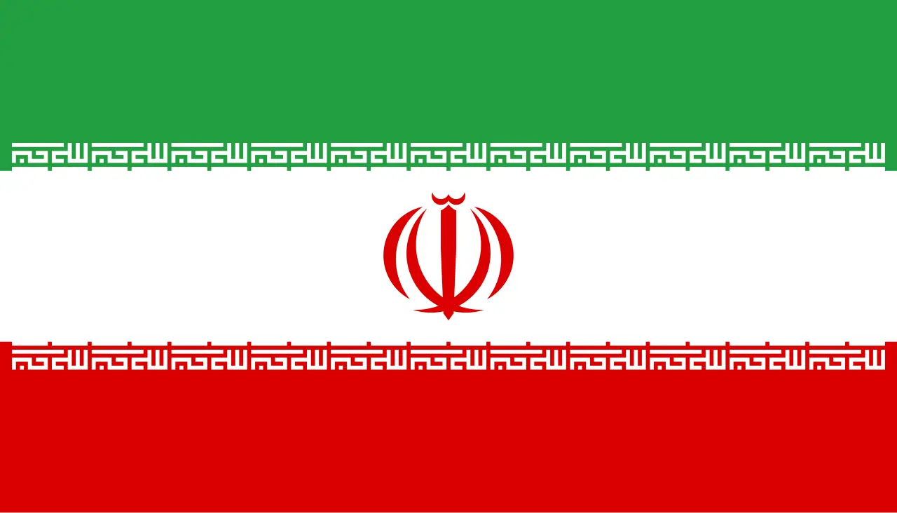 National flag of Iran (Wikimedia Commons vector)—geographic and team-affiliation context only; not a photograph of players, Antalya training grounds, or visa paperwork from May 2026.